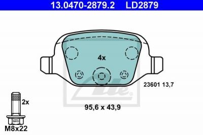 ATE 13.0470-2879.2 комплект тормозных колодок, дисковый тормоз на FIAT PANDA (169)