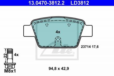 ATE 13.0470-3812.2 комплект тормозных колодок, дисковый тормоз на FIAT STILO (192)