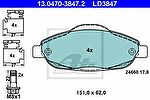 ATE 13.0470-3847.2 комплект тормозных колодок, дисковый тормоз на PEUGEOT 308 (4A_, 4C_)
