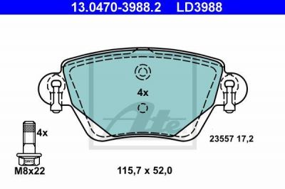 ATE 13.0470-3988.2 комплект тормозных колодок, дисковый тормоз на JAGUAR X-TYPE (CF1)