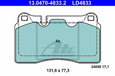 ATE 13.0470-4833.2 комплект тормозных колодок, дисковый тормоз на VW TOUAREG (7P5)
