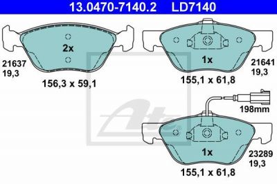 ATE 13.0470-7140.2 комплект тормозных колодок, дисковый тормоз на FIAT MAREA (185)