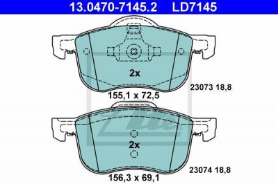 ATE 13.0470-7145.2 Колодки VOLVO S60,S80/ V70/XC70 2.0-2.5 98=> (CERAMIC)