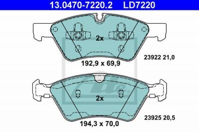 ATE 13.0470-7220.2 Колодки Mercedes GL/M W251/164 2005=> (CERAMIC)