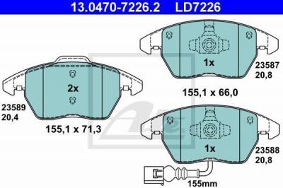 ATE 13.0470-7226.2 комплект тормозных колодок, дисковый тормоз на AUDI TT (8J3)