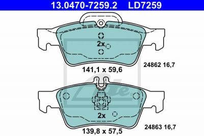 ATE 13.0470-7259.2 Колодки зад.Mercedes W211 2003=> (CERAMIC)