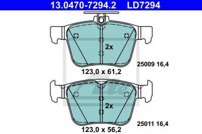 ATE 13.0470-7294.2 комплект тормозных колодок, дисковый тормоз на AUDI A3 Limousine (8VS)