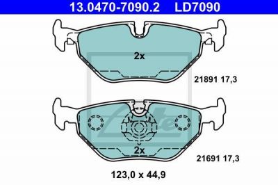 ATE 13.0470.7090.2 КОЛОДКИ ТОРМ 5e E39 R 96/03-<<