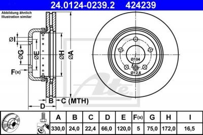 ATE 24-0124-0239-2 Торм.диск.пер.[330x24] 5 отв.