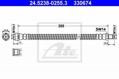 ATE 24-5238-0255-3 Тормозной шланг задний (255mm)