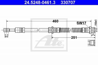 ATE 24-5248-0461-3 Шланг тормозной передний [460mm]