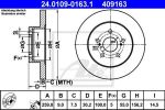 ATE 24.0109-0163.1 тормозной диск на TOYOTA PRIUS (ZVW3_)