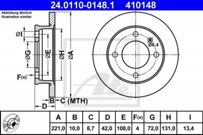 ATE 24.0110-0148.1 тормозной диск на FORD FIESTA II (FBD)