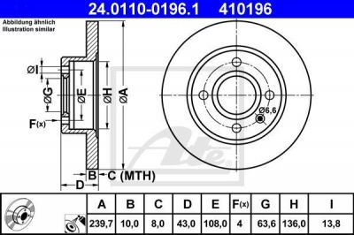 ATE 24.0110-0196.1 тормозной диск на FORD FIESTA фургон (FVD)