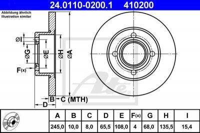 ATE 24.0110-0200.1 тормозной диск на AUDI 100 Avant (44, 44Q, C3)