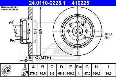 ATE 24.0110-0225.1 Диск торм. зад. Opel Vectra (95-)