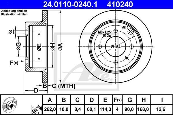 ATE 24.0110-0240.1 Диск торм. зад. Mitsubishi Galant, Lancer