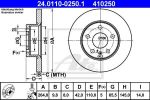 ATE 24.0110-0250.1 Диск торм. зад. Opel Astra G, H, Zafira