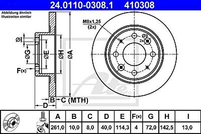 ATE 24.0110-0308.1 тормозной диск на KIA CARENS II (FJ)