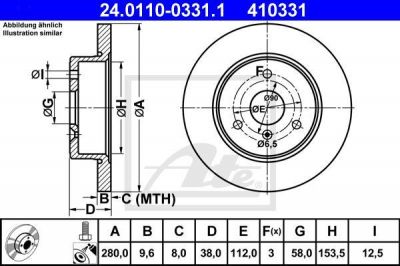 ATE 24.0110-0331.1 тормозной диск на SMART FORTWO купе (451)