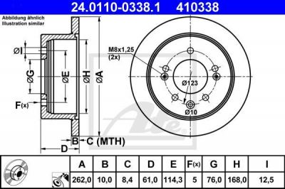 ATE 24.0110-0338.1 тормозной диск на HYUNDAI ELANTRA седан (HD)