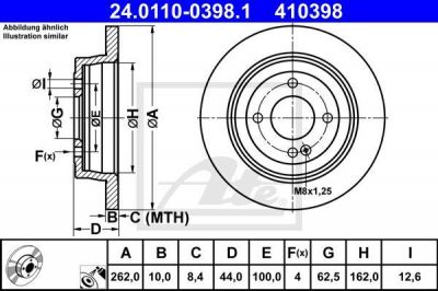 ATE 24.0110-0398.1 тормозной диск на HYUNDAI i20 (GB)