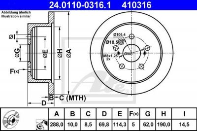 ATE 24011003161 Диск торм. зад. Lexus RX 300, 350, 400