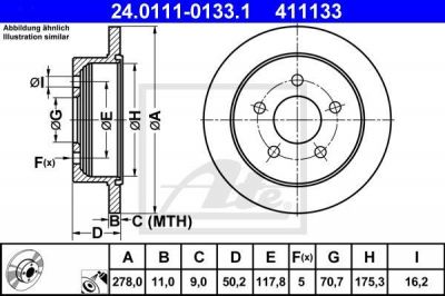 ATE 24.0111-0133.1 тормозной диск на PONTIAC TRANS SPORT