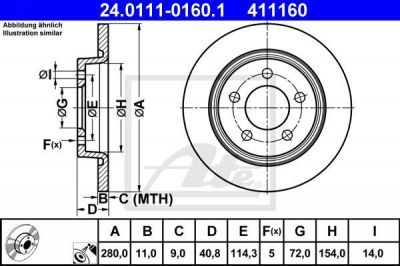 ATE 24.0111-0160.1 тормозной диск на MAZDA 3 седан (BL)