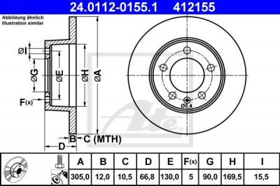 ATE 24.0112-0155.1 тормозной диск на NISSAN INTERSTAR c бортовой платформой/ходовая часть
