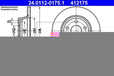 ATE 24.0112-0175.1 тормозной диск на AUDI TT (8J3)
