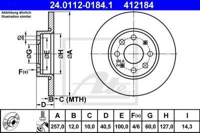 ATE 24.0112-0184.1 тормозной диск на OPEL CORSA D