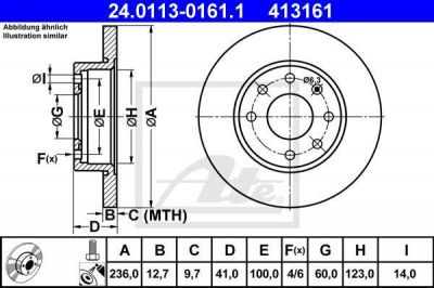 ATE 24.0113-0161.1 Диск торм. пер. Opel Astra, Corsa A, B, Vektra A