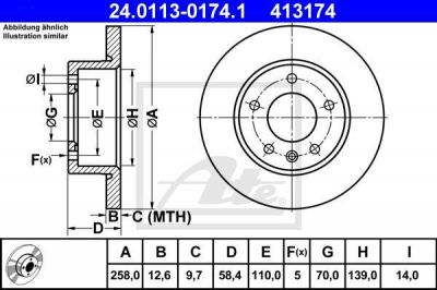 ATE 24.0113-0174.1 тормозной диск на OPEL OMEGA A (16_, 17_, 19_)