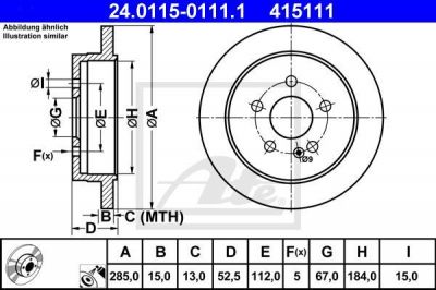 ATE 24.0115-0111.1 24.0115-0111.1 Диск торм. зад. MB W163 ML230, 270CDI, 320, 350