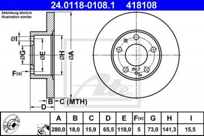 ATE 24.0118-0108.1 тормозной диск на PEUGEOT BOXER автобус (230P)