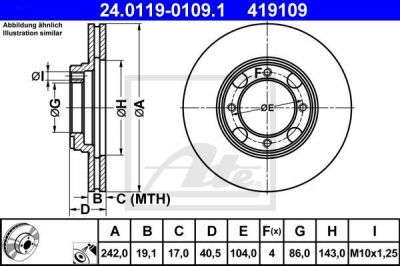 ATE 24.0119-0109.1 тормозной диск на HYUNDAI ACCENT I (X-3)
