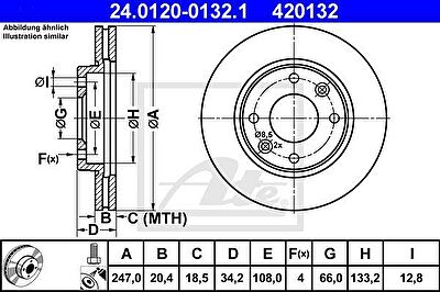 ATE 24.0120-0132.1 тормозной диск на PEUGEOT 306 (7B, N3, N5)