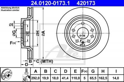 ATE 24.0120-0173.1 тормозной диск на SAAB 9-3 (YS3F)