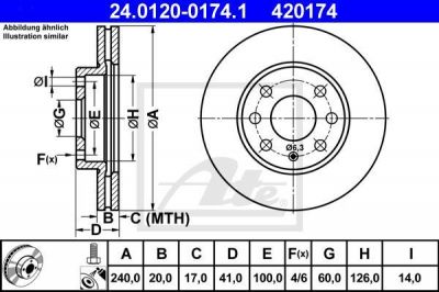 ATE 24.0120-0174.1 тормозной диск на OPEL CORSA C фургон (F08, W5L)