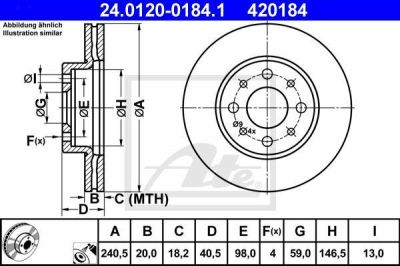 ATE 24.0120-0184.1 тормозной диск на FIAT PANDA Van (169)