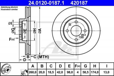 ATE 24.0120-0187.1 тормозной диск на LADA 112