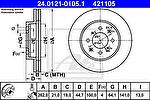ATE 24.0121-0105.1 Диск торм. пер. Honda Civic, Rover 200, 400