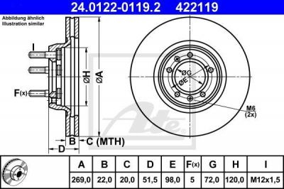 ATE 24.0122-0119.2 тормозной диск на ALFA ROMEO 75 (162B)