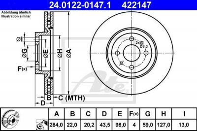 ATE 24.0122-0147.1 тормозной диск на FIAT STILO (192)