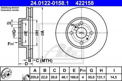 ATE 24.0122-0158.1 тормозной диск на TOYOTA COROLLA Wagon (__E11_)