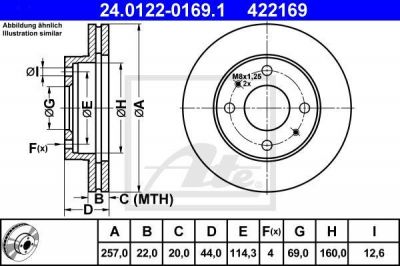 ATE 24.0122-0169.1 тормозной диск на HYUNDAI SONATA II (Y-2)