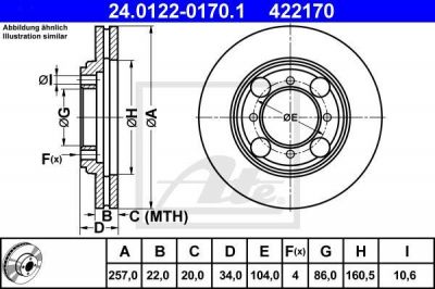 ATE 24.0122-0170.1 тормозной диск на HYUNDAI LANTRA I (J-1)