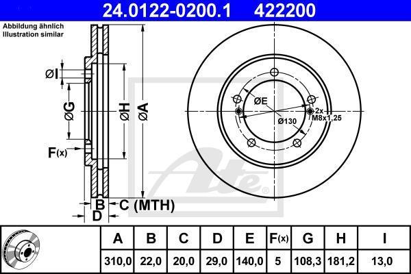ATE 24.0122-0200.1 Диск торм. пер. Suzuki Grand Vitara