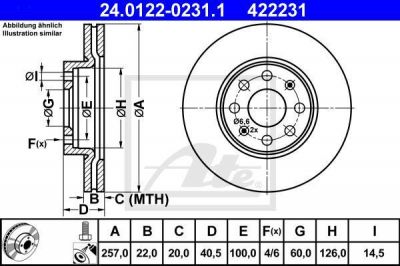 ATE 24.0122-0231.1 Диск торм. пер. Opel Corsa D, Fiat Grande Punto